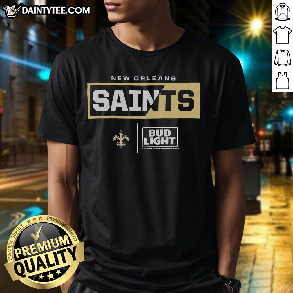 awesome-bud-light-new-orleans-saints-team-t-shirt-1 Awesome Bud Light New Orleans Saints team T-shirt featuring vibrant graphics, perfect for game day and fan wear.