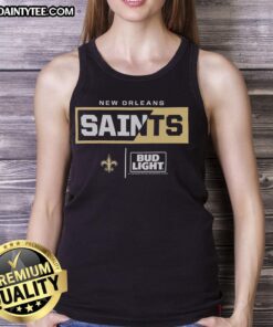 Awesome Bud Light New Orleans Saints team tank top featuring bold graphics and a comfortable fit for game day style.