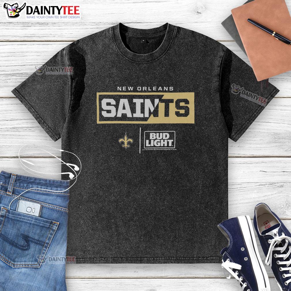 awesome-bud-light-new-orleans-saints-team-washed-t-shirt Awesome Bud Light New Orleans Saints team washed t-shirt featuring bold graphics and comfortable fit, perfect for fans.