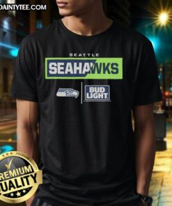 Awesome Bud Light Seattle Seahawks team T-shirt featuring vibrant team colors and logo, perfect for game day wear.
