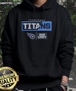 Awesome Bud Light Tennessee Titans team hoodie featuring vibrant team colors and logo, perfect for fans and game days.