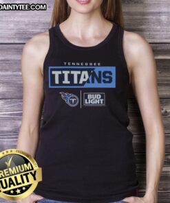 Awesome Bud Light Tennessee Titans team tank top featuring vibrant colors and logo, perfect for game day or casual wear.