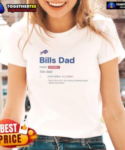 Awesome Buffalo Bills Dad Definition Ladies Tee featuring bold graphics and a stylish design for proud Bills fans.