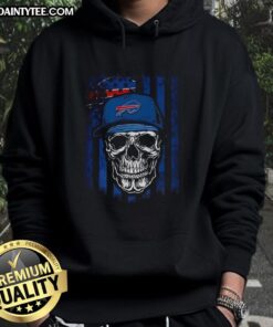 Awesome Buffalo Bills NFL skull hoodie featuring American flag design for football lovers, perfect for game day.