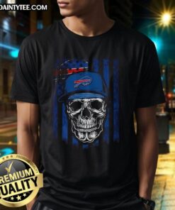 Awesome Buffalo Bills NFL Skull American Flag T-Shirt for football lovers, featuring a bold design and patriotic colors.