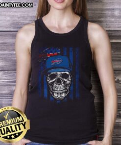 Awesome Buffalo Bills NFL skull tank top with American flag design for football lovers, perfect for game day.
