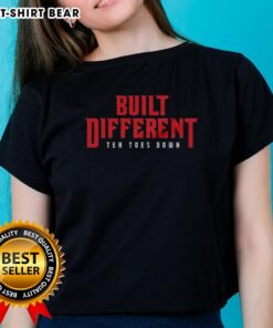 Awesome Built Different Ten Toes Down Ladies Tee in vibrant colors, perfect for casual wear and showcasing unique style.