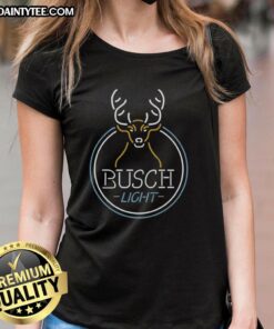 Awesome Busch Light Deer Neon Ladies Tee featuring vibrant neon graphics of a deer and stylish design for women.