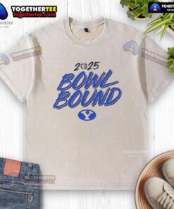 Awesome BYU Cougars Bowl Bound 2025 washed t-shirt featuring vibrant team colors and logo, perfect for fans.