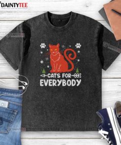 Alt Text: Awesome Cats for Everybody washed t-shirt featuring playful cat graphic, perfect for cat lovers and casual wear.