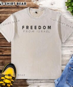 Alt Text: Awesome Charlie Kirk Freedom From Israel washed t-shirt featuring bold text design and casual fit for activists.