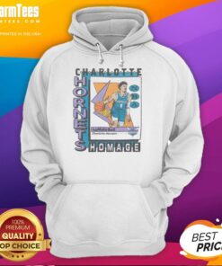 Alt Text: Awesome Charlotte Hornets trading card featuring LaMelo Ball wearing a stylish hoodie, perfect for fans and collectors.