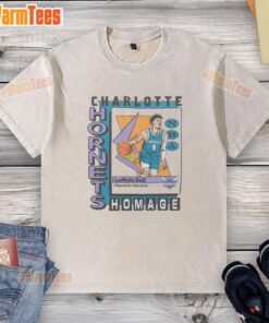 Alt Text: Awesome Charlotte Hornets trading card featuring LaMelo Ball on a stylish washed t-shirt, perfect for fans.