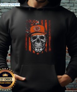 Alt Text: Awesome Chicago Bears NFL skull hoodie featuring American flag design, perfect for football lovers.