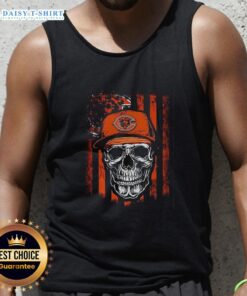 Alt Text: Awesome Chicago Bears NFL skull tank top featuring American flag design, perfect for football lovers.