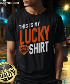Alt Text: Awesome Chicago Bears This Is My Lucky T-Shirt featuring bold team colors and logo, perfect for game day wear.