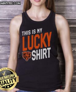 Alt Text: Woman wearing an Awesome Chicago Bears tank top, showcasing her team spirit on game day.