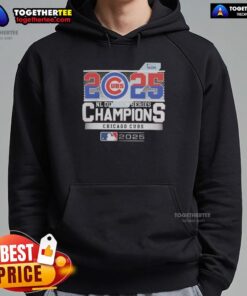 Alt Text: Awesome Chicago Cubs 2025 NL Division Series Champions Hoodie in navy blue, featuring team logo and championship design.