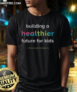 Alt Text: Awesome Children's Hospital building a healthier future with a vibrant t-shirt promoting children's health awareness.