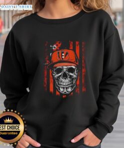 Awesome Cincinnati Bengals NFL sweatshirt featuring a skull design with American flag, perfect for football lovers.