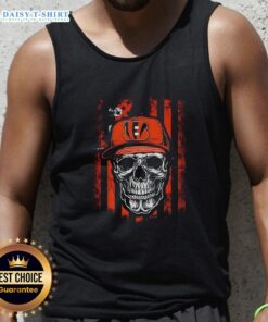 Awesome Cincinnati Bengals NFL skull tank top with American flag design for football lovers.