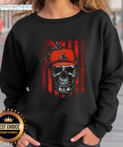 Awesome Cleveland Browns NFL sweatshirt featuring a skull with American flag design, perfect for football lovers.