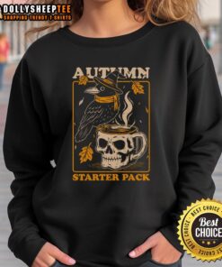 Awesome Crow Autumn Coffee Starter Pack featuring a stylish skull sweatshirt, perfect for cozy fall days.