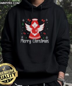 Awesome Cute Angel Merry Christmas Hoodie featuring a festive design and cozy fit for holiday celebrations.
