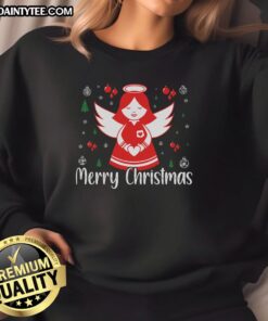 Awesome cute angel Merry Christmas sweatshirt featuring a festive design perfect for holiday celebrations.