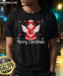 Awesome Cute Angel Merry Christmas T-Shirt featuring a cheerful angel design with festive colors and holiday spirit.