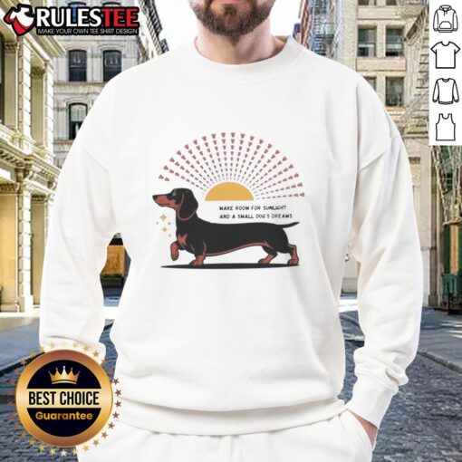 Awesome Dachshund dog sweatshirt featuring a cute design that celebrates small dogs and their sunny dreams.