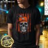 Awesome Denver Broncos NFL Skull American Flag T-Shirt for football lovers, showcasing team spirit and patriotic design.