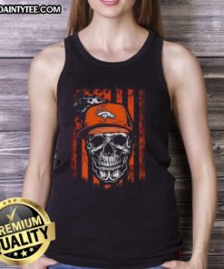 Awesome Denver Broncos NFL skull tank top with American flag design for football lovers.