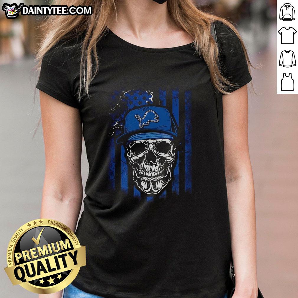 awesome-detroit-lions-nfl-skull-american-flag-football-lover-ladies-tee Awesome Detroit Lions NFL skull graphic tee with American flag for football lovers, perfect for ladies.