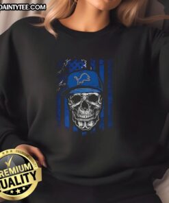 Awesome Detroit Lions NFL skull sweatshirt with American flag design for football lovers.