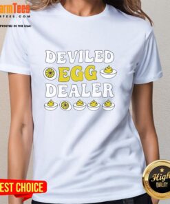 Alt Text: Awesome Deviled Egg Dealer Thanksgiving Ladies Tee featuring a fun graphic design perfect for holiday gatherings.