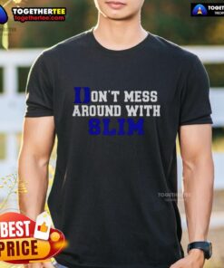 Alt Text: Awesome Don't Mess Around With Slim Duke Blue Devils T-Shirt featuring bold graphics and team colors for fans.