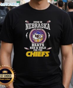 Awesome 'My Heart Beats Red And Gold For The Kansas City Chiefs' T-Shirt design, perfect for fans in Nebraska.