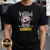Awesome 'My Spirit Bleeds Red And Gold' Kansas City Chiefs T-Shirt design displayed on a vibrant background.