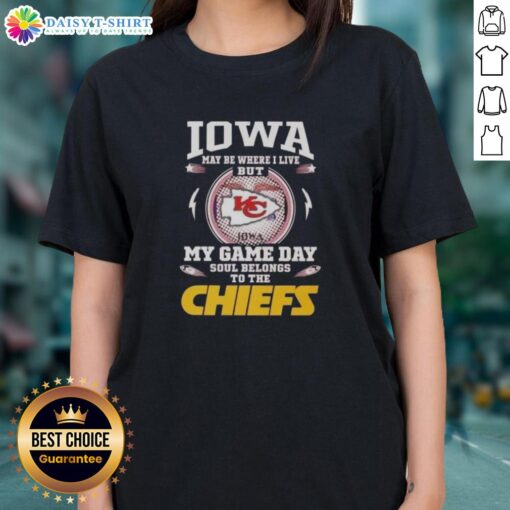 Stylish Kansas City Chiefs ladies tee shining under Iowa sunshine, perfect for game day or casual wear.