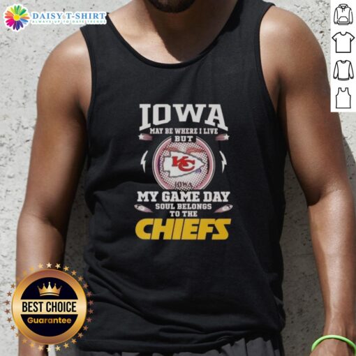 Stylish Kansas City Chiefs tank top shining under the Iowa sunshine, perfect for fans showcasing team spirit.