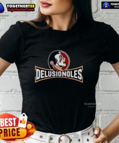Awesome Florida State Seminoles Delusionoles logo on a stylish ladies tee, perfect for fans and casual wear.