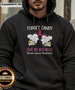 Awesome 'Forget Candy, Give Me Boo Bees' breast cancer awareness hoodie in pink, promoting awareness and support for the cause.