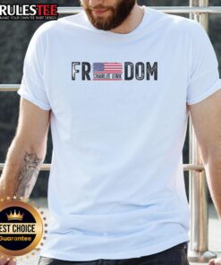 Awesome Freedom Charlie Kirk USA Flag T-Shirt featuring a bold design with the American flag and patriotic colors.