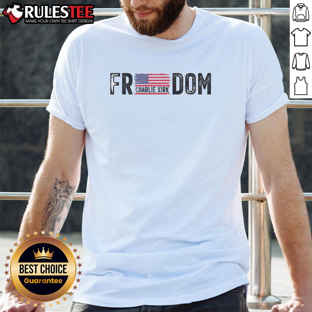 Awesome Freedom Charlie Kirk Usa Flag T Shirt Awesome Freedom Charlie Kirk USA Flag T-Shirt featuring a bold design with the American flag and patriotic colors.