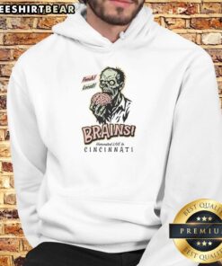 Awesome Fresh Local Brains harvested live in Cincinnati hoodie design featuring vibrant graphics and bold colors.