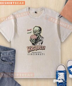 Awesome fresh local brains harvested live in Cincinnati on a stylish washed t-shirt design showcasing unique artwork.
