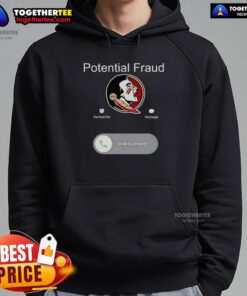 Awesome FSU potential fraud phone screen displaying hoodie design with university colors and logo.