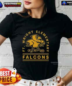 Awesome Ft Wright Falcons Gold Arch Ladies Tee featuring vibrant colors and stylish design for dedicated fans.