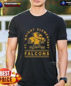 Alt Text: Awesome Ft Wright Falcons Gold Arch T-Shirt featuring bold team graphics and a comfortable fit for fans.